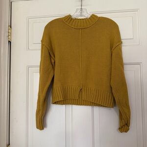 Zara Mustard Yellow Cropped Boxy Women's Sweater Size Small S
